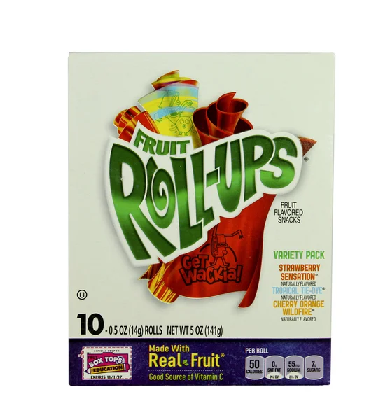 Låda av frukt roll-ups — Stockfoto