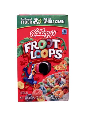 box of Kellogg's Fruit Loops Cereal clipart