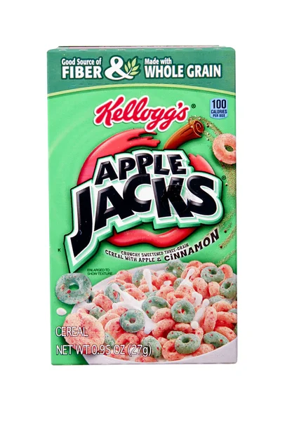 Scatola di cereali di Kellogg Apple Jack — Foto Stock