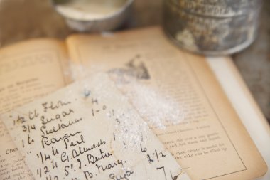 Vintage cookbook with handwritten recipe clipart