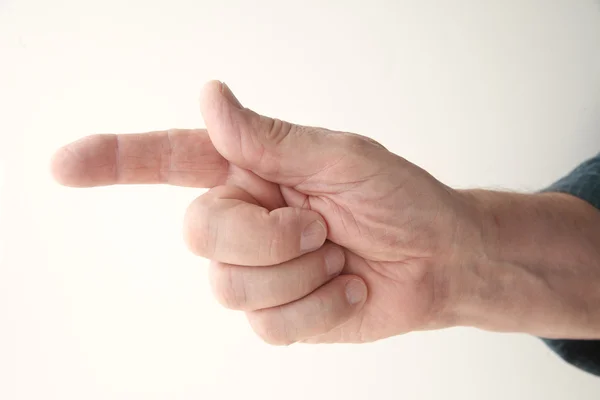 Pointing finger of older man — Stock Photo, Image