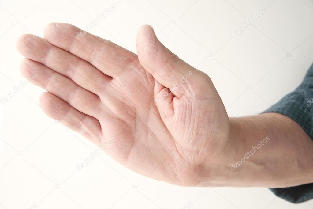 Man extends his hand