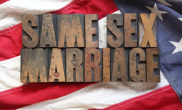 American flag with same sex marriage words — Stock Photo, Image