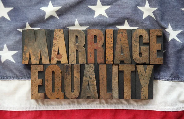 Marriage equality on old American flag — Stock Photo, Image
