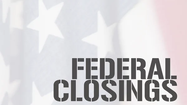 Cerramientos federales palabras sobre bandera de EE.UU. —  Fotos de Stock