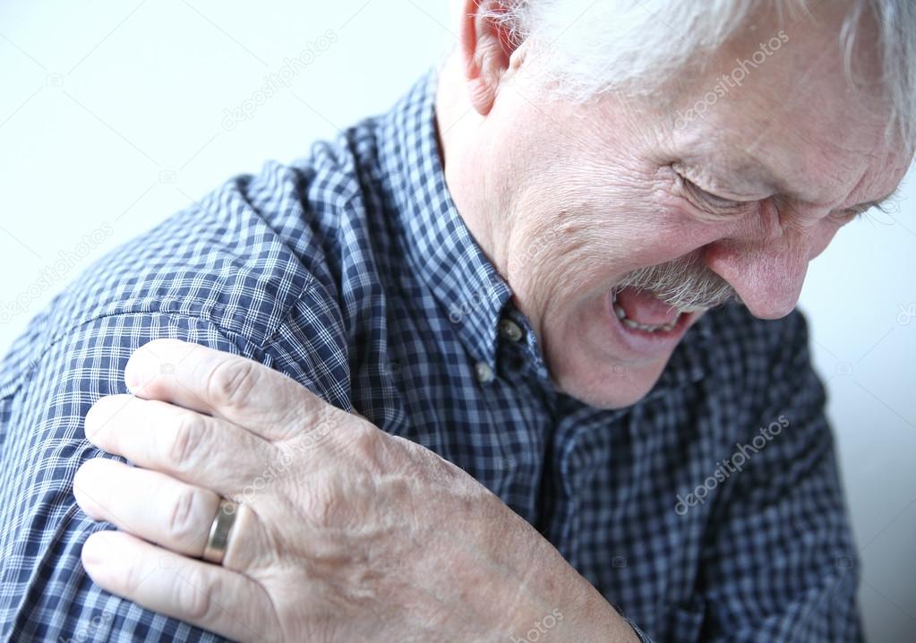 Shoulder joint pain in older man