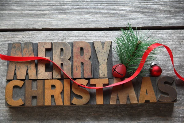 Old wood type Merry Christmas — Stock Photo, Image