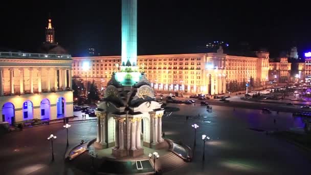 Πλατεία Ανεξαρτησίας στο Κίεβο, Ουκρανία — Αρχείο Βίντεο
