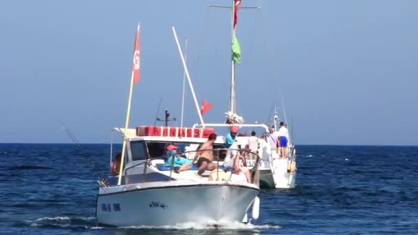 Boote im Hafen von Sousse, Tunesien — Stockvideo