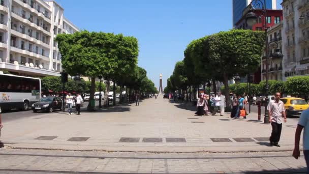 Hoofdstraat van tunis, Tunesië — Stockvideo