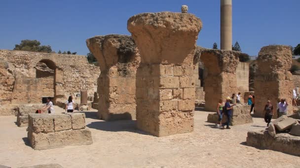 Ruiny starożytnej Kartaginy w Tunezji — Wideo stockowe