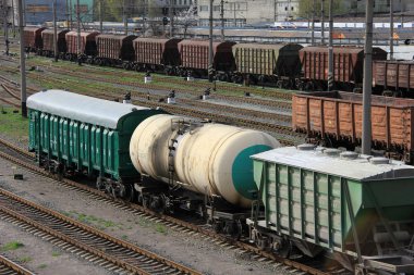 demiryolu araçları bir tren istasyonu. Kargo taşımacılığı