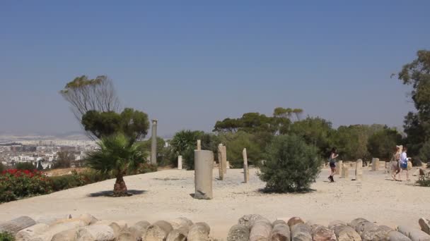 在突尼斯的古代迦太基的废墟 — 图库视频影像
