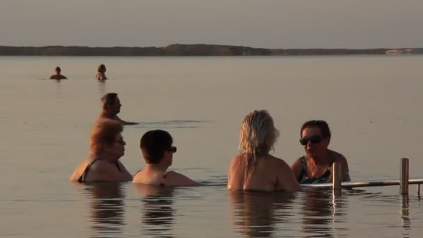 Bathe in Dead Sea in the morning, Israel — Stock Video