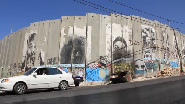 Muro de seguridad en Belén Israel — Vídeos de Stock