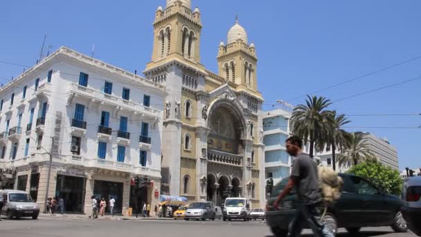Katholische Kathedrale in Tunis, Tunesien — Stockvideo