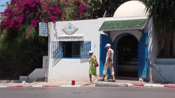 Тунисский город - Сиди Бу Саид — стоковое видео