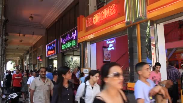 Winkelgebied in tunis — Stockvideo