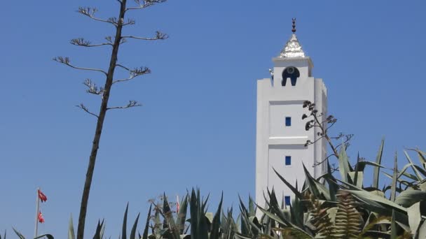 Torre branca em Sidi Bou Said Tunísia — Vídeo de Stock