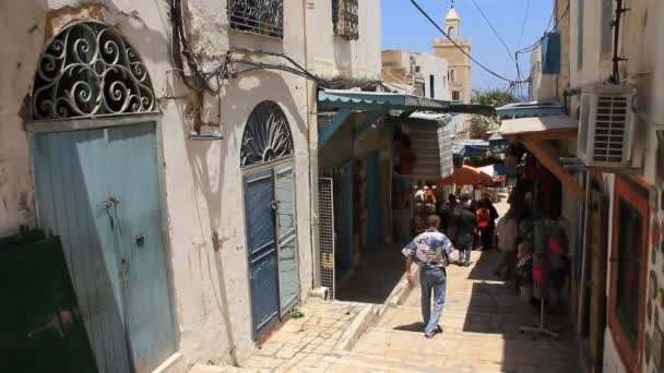 Oosterse bazaar in Tunesië — Stockvideo