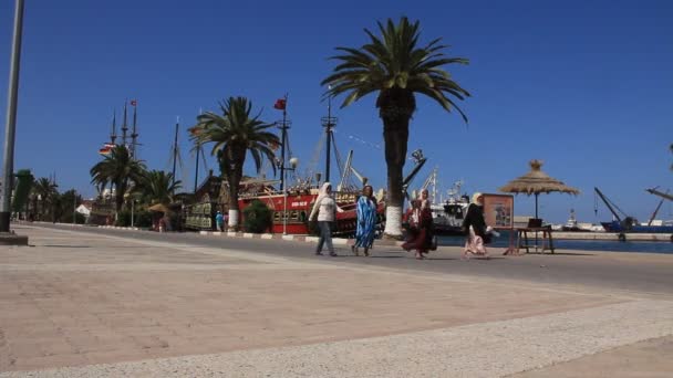 Strandpromenade in Sousse in Tunesien — Stockvideo