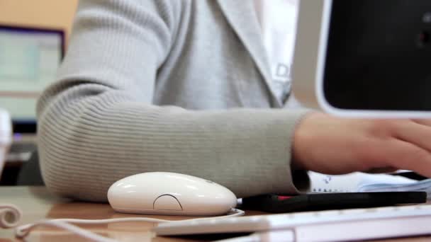 Business woman working at a computer — Stock Video