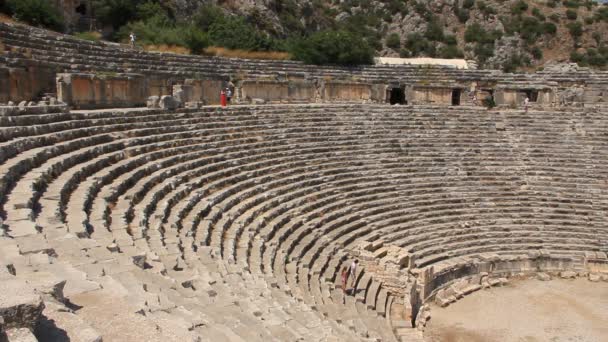 Oude Grieks-Romeinse amfitheater. Myra oude naam - demre Turkije — Stockvideo