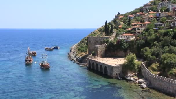Mořského pobřeží alanya, Turecko — Stock video