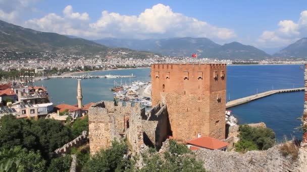 Kizil kule - rode toren alanya, Turkije — Stockvideo