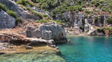 Simena - sular altında Antik mimarisinin antik Likya city.kekova island.ruins