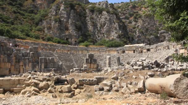 Oude Grieks-Romeinse amphitheatre.myra oude naam - demre Turkije — Stockvideo