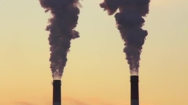 Chimenea humeante de la central eléctrica de calor timelapse — Vídeos de Stock