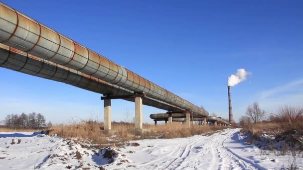 Roken schoorsteen van warmte electropower station timelapse — Stockvideo