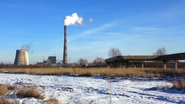 Fumar chaminé de calor estação eletroelétrica timelapse — Vídeo de Stock