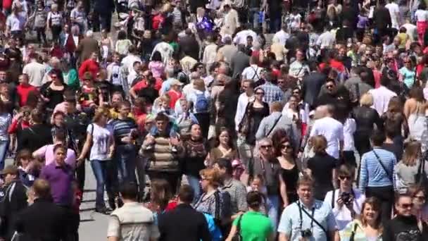 KIEV, UKRAINE, MAY 9, 2012: People at ceremonial parade dedicated to the 67th Anniversary of victory in Great Patriotic War (World War II) in Kiev, Ukraine, May 9, 2012 — Stock Video