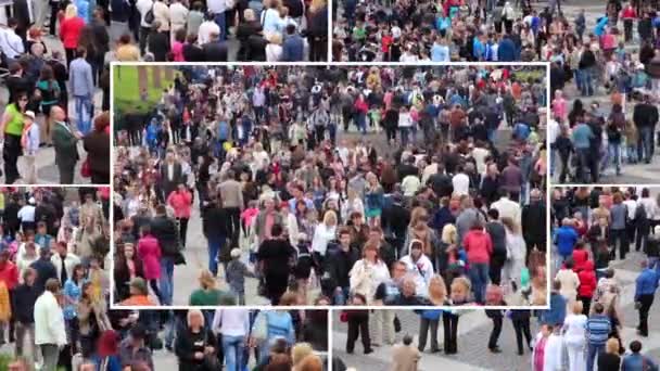 사람들이 몽타주의 군중 — 비디오