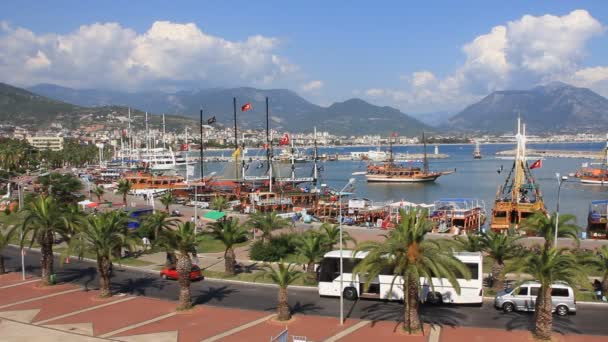 Seaport alanya, Turkiet — Stockvideo