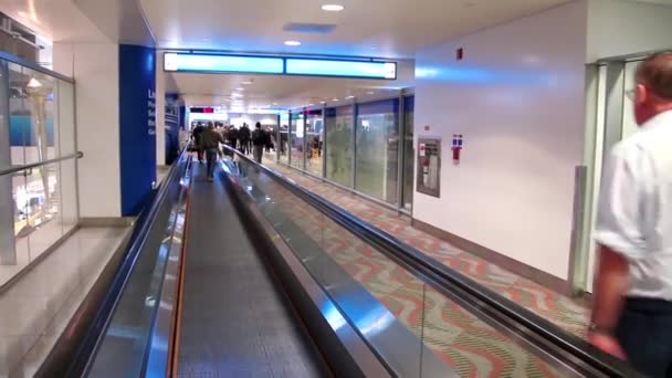 On travelator in Dubai international airport — Stock Video