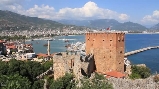 Antigua fortaleza Alanya, Turquía — Vídeo de stock