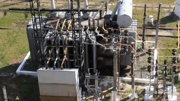 Heat electropower station. Transformers. Outdoor switchgear — Stock Video