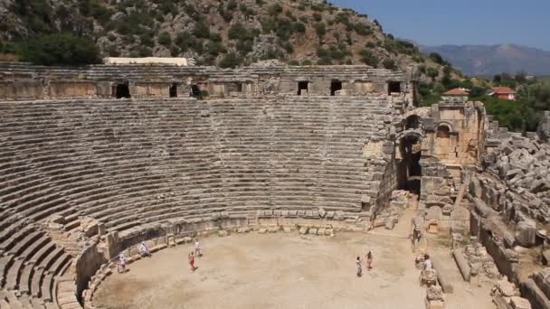 Anfiteatro greco-romano antiguo. Nombre antiguo de Myra - Demre Turquía — Vídeos de Stock