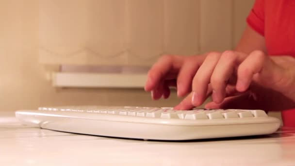 Muž psaní pomocí klávesnice počítače — Stock video