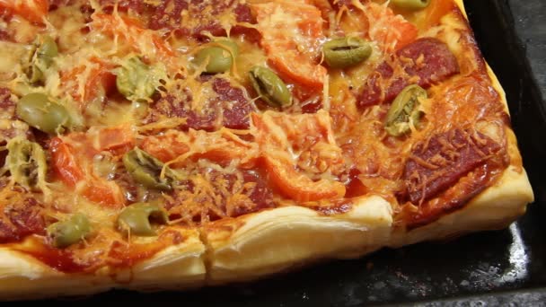 Deliciosa pizza — Vídeos de Stock