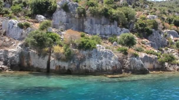 Simena - sular altında Antik mimarisinin antik Likya city.kekova island.ruins — Stok video