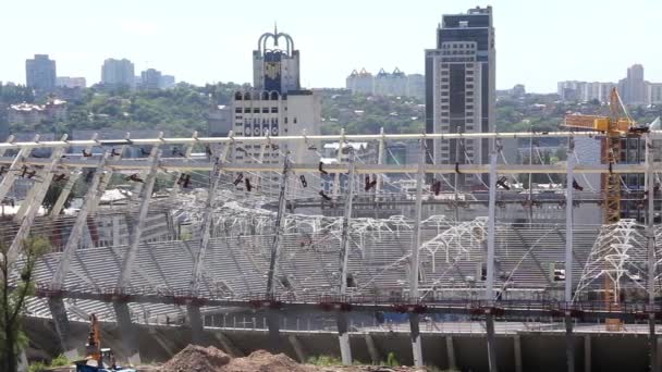 Reconstruction of republican football stadium for EURO 2012 in Kiev, Ukraine — Stock Video