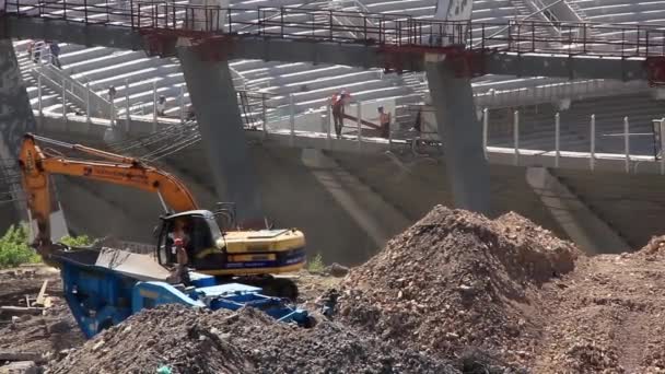 Reconstrução do estádio republicano de futebol para o EURO 2012 em Kiev, Ucrânia — Vídeo de Stock