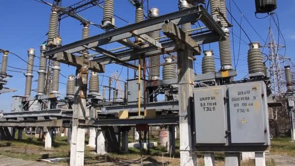 Heat electropower station. Transformers. Outdoor switchgear — Stock Video