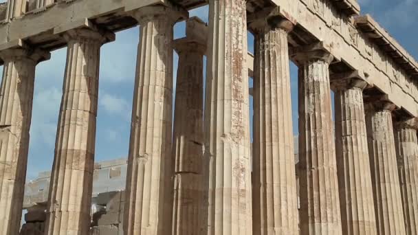 Tempel van het Parthenon in de Atheense Akropolis, Griekenland — Stockvideo