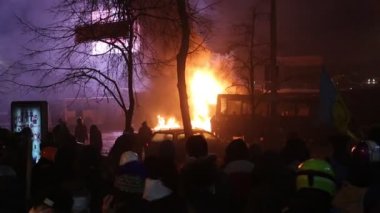 Ukrayna, Kiev, 19 Ocak 2014: Hükümet karşıtı protesto Kiev, Ukrayna