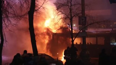 Ukrayna, Kiev, 19 Ocak 2014: Hükümet karşıtı protesto Kiev, Ukrayna